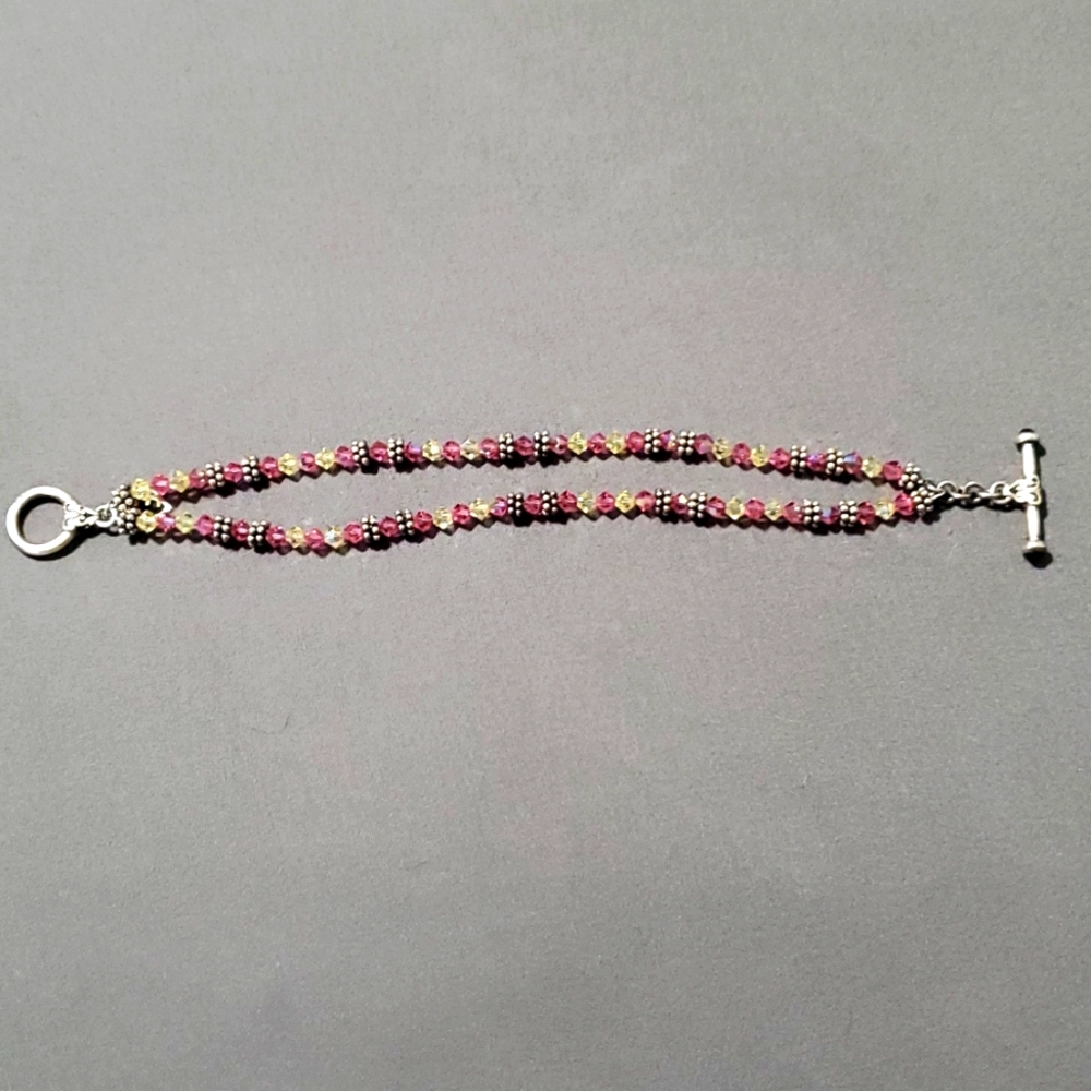 Silver Tone Crystal Fashion Braclet, By Designer Elyse Ryan - Item 392